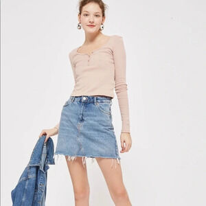 NWT Top Shop Cream Button Down Long Sleeve Top 10